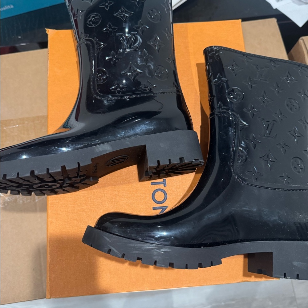Louis Vuitton Glossy Black Monogram Boots